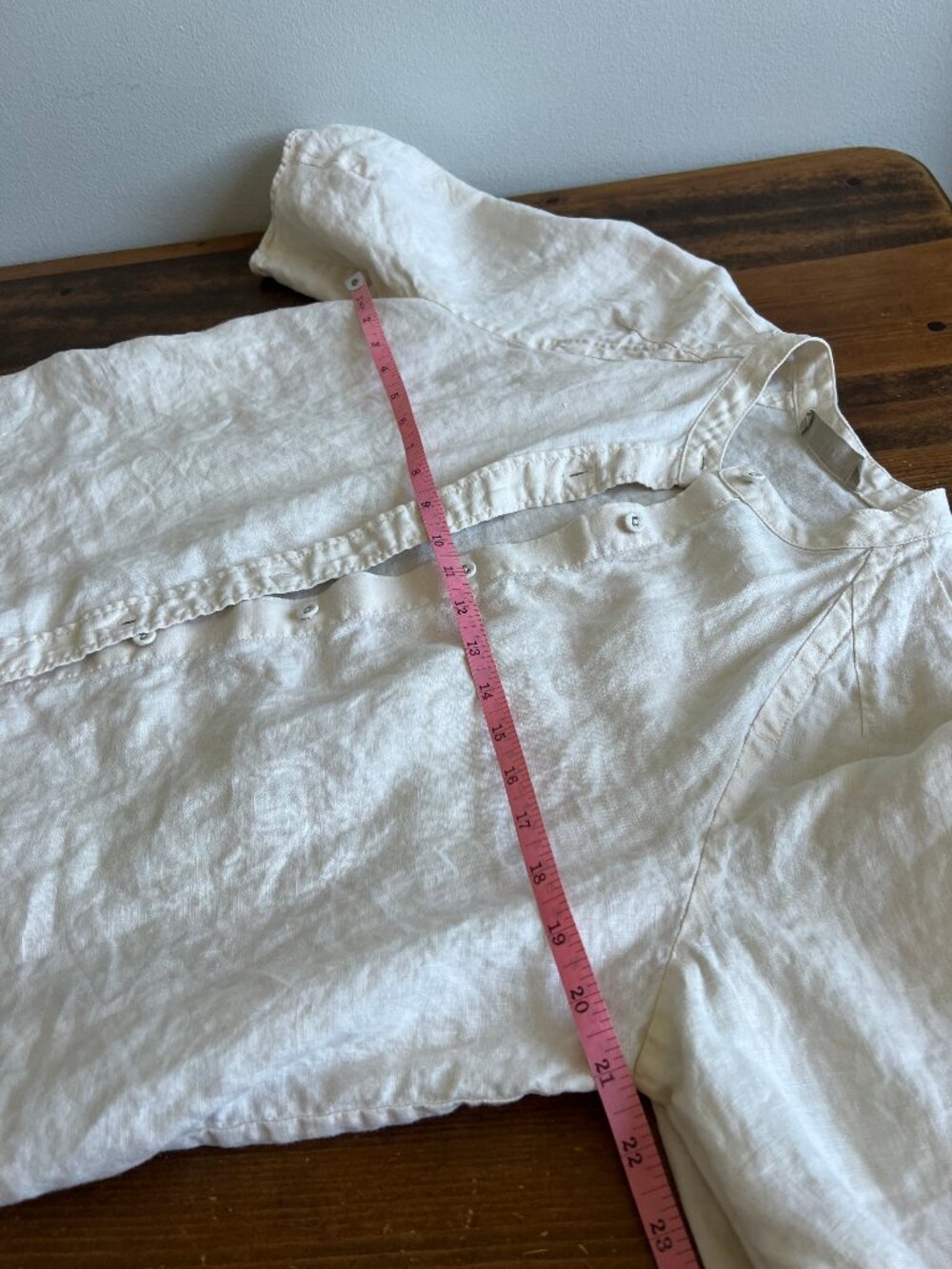 Everlane Linen 3/4 Sleeve Button-Up Blouse, cream, small - Picture 10 of 13